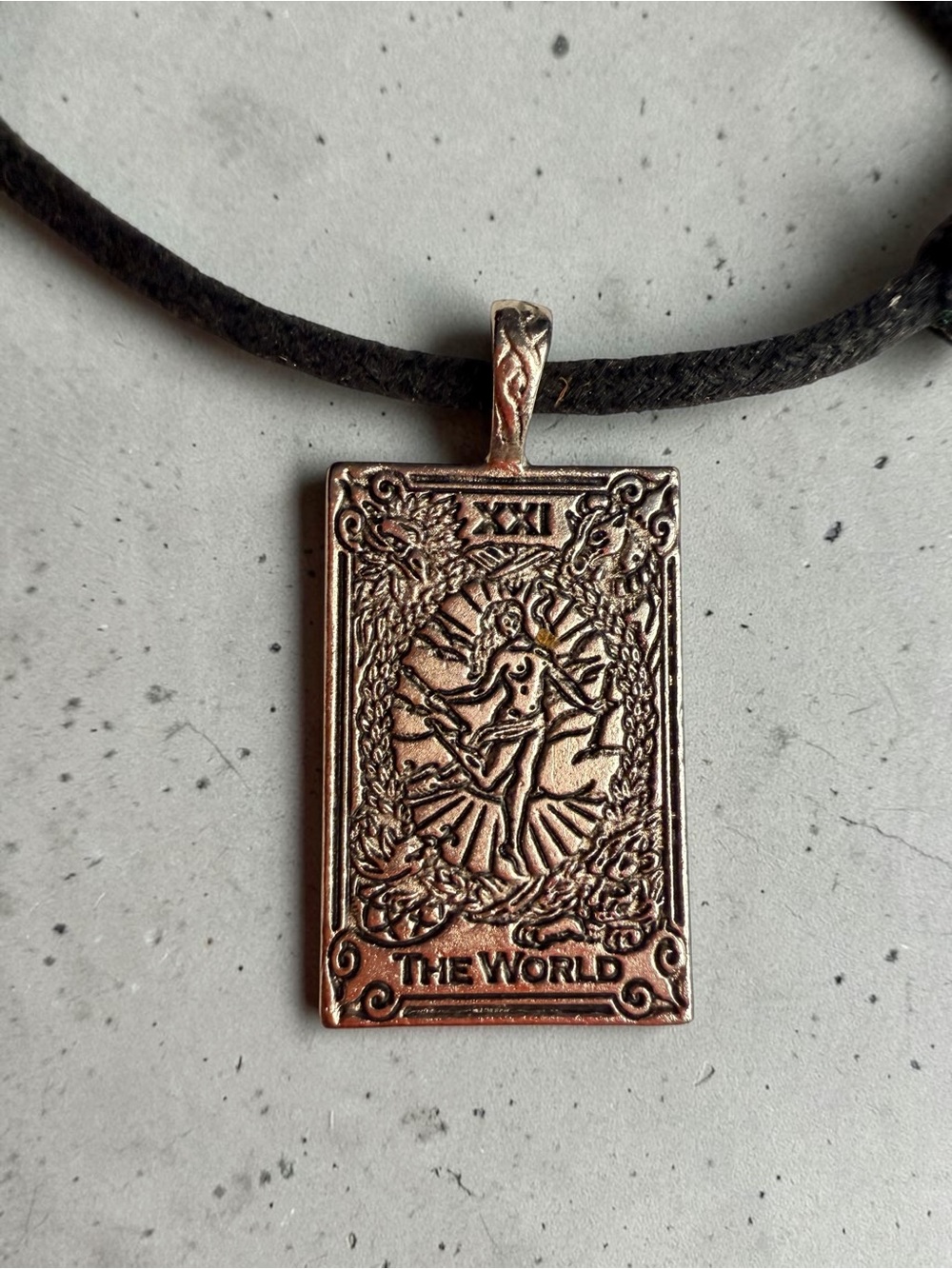 The World Tarot Pendant Necklace - Copper Tone